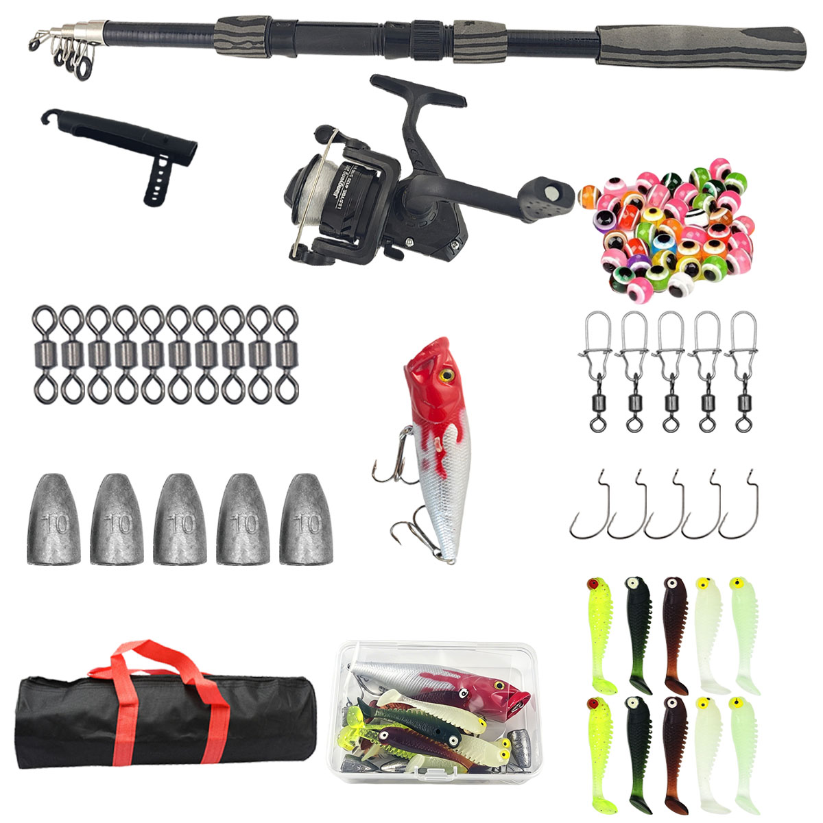 Fishing Rod Building Kit - Portable Telescopic Fishing Rod Kit 1.8m